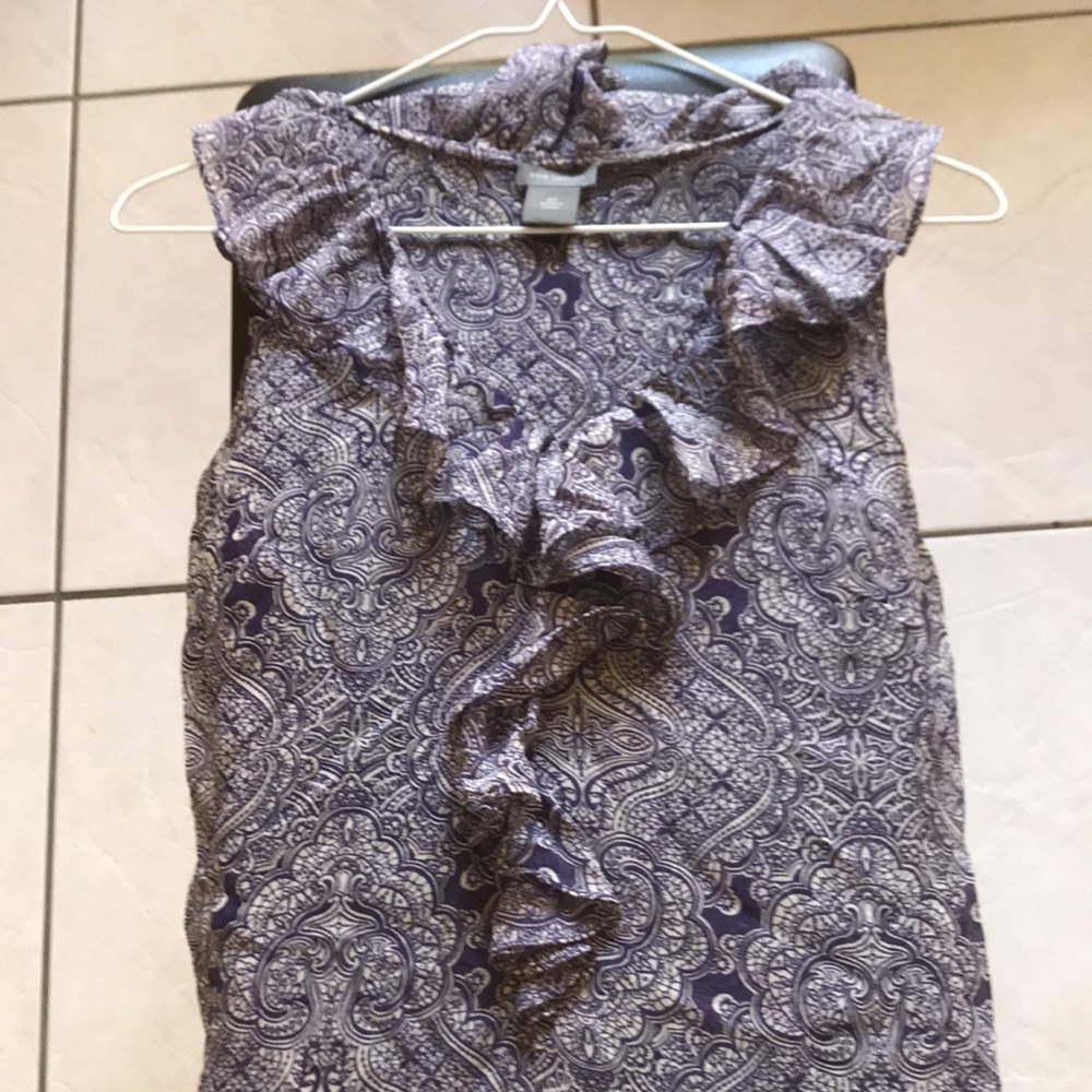 Ann Taylor ruffle paisley blouse - Picture 4 of 6